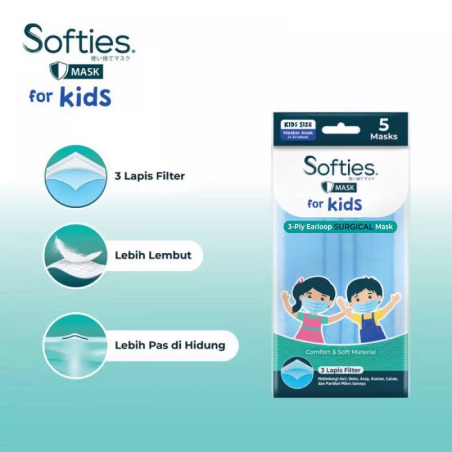 Softies Masker Anak 3ply isi 5