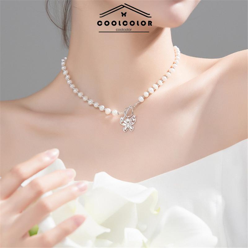 COD Kalung choker kupu-kupu mutiara yang cocok untuk semua temperamen peri- cl