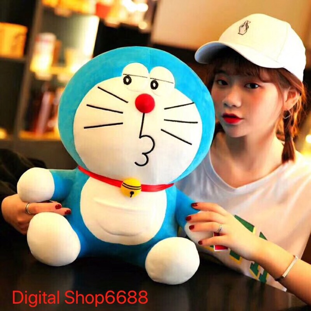 BONEKA DORAEMON SENYUM &amp; MULUT KETUTUP &amp; MULUT KEBUKA UKURAN TINGGI 50CM (100% IMPORT)