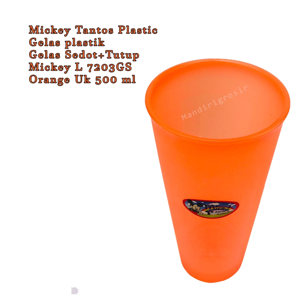 Gelas Sedot+Tutup Mickey L 7203GS * Gelas plastik * orange * 500 ml