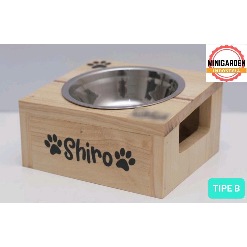 STANDING PET BOWL KAYU SINGLE BOWL tempat makan hewan anjing kucing