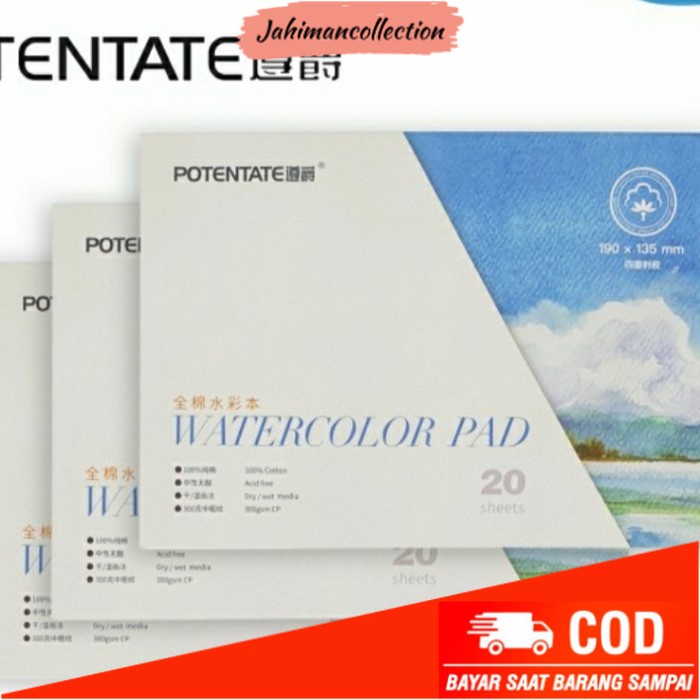 

✨ BISA COD ✨ Kertas Cat Air A5* Potentate Watercolor Pad Cotton/20 Sheets/300 GSM