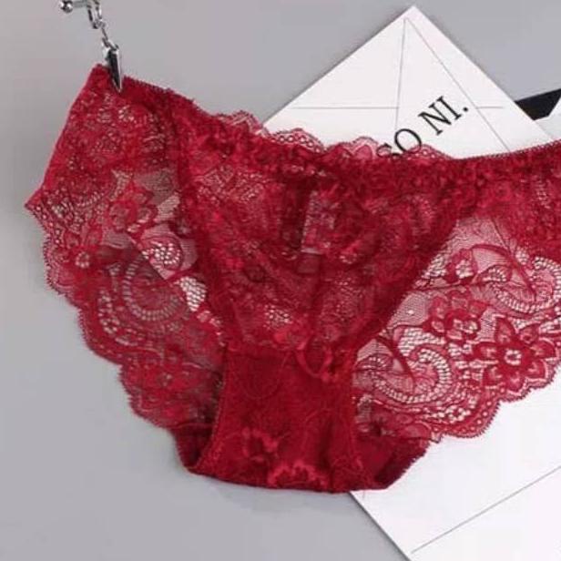 Pakaian dalam wanita sexy celana dalam model lace c 071 merah hitam