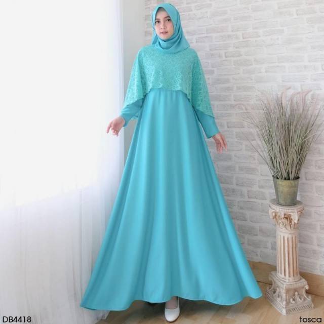 GAMIS CAPE AMELIA FIT TO L GAMIS WANITA SESUAI GAMBAR DRESS MUSLIM GAUN PESTA BRUKAT BAJU BROKAT ORI