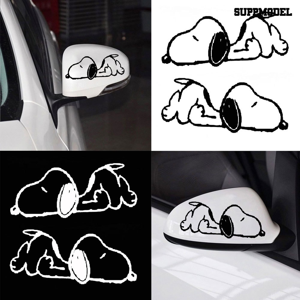 1 Pasang Stiker Reflektif Motif Snoopy Untuk Dekorasi Kaca Spion Mobil