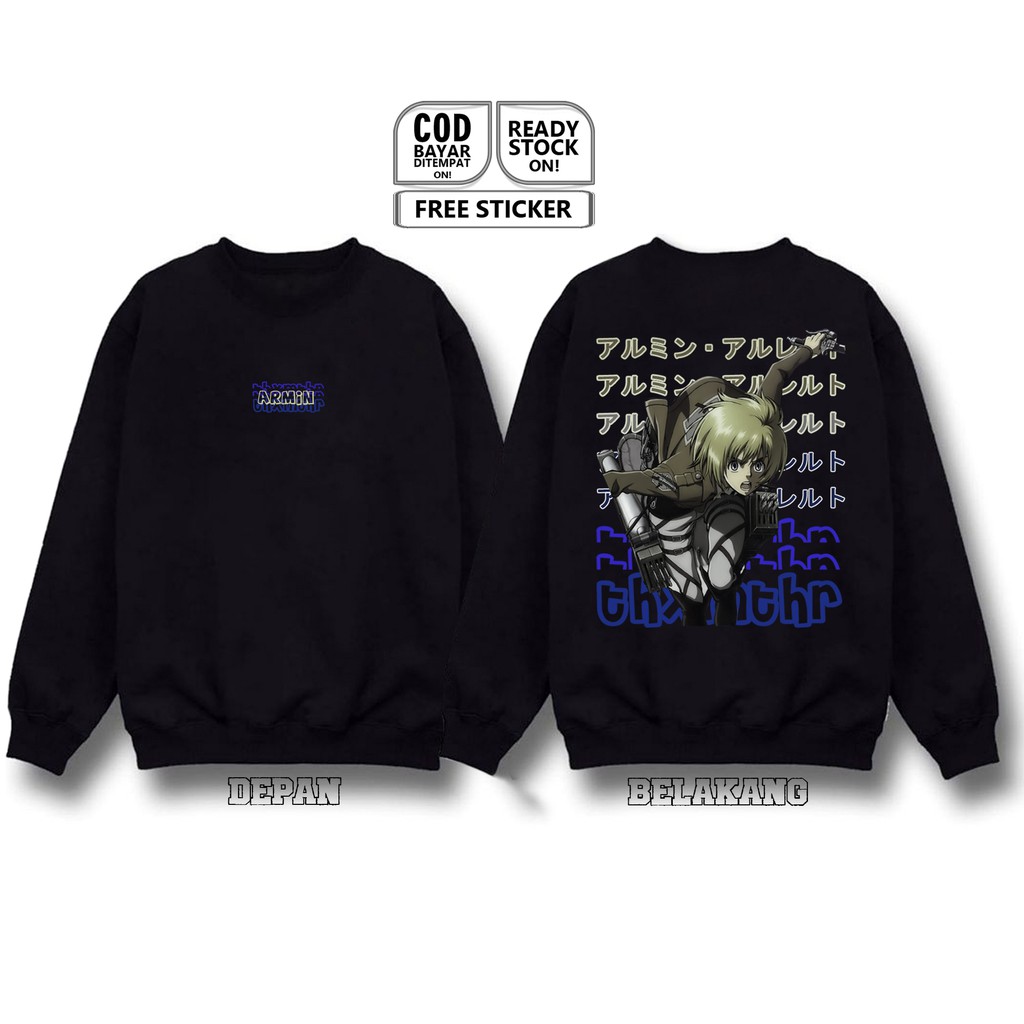 SWEATER CREWNECK ARMIN ARLERT ARUMIN ARURERUTO ATTACK ON TITAN SHINGEKI ON KYOJIN ASSASIN PASUKAN SC