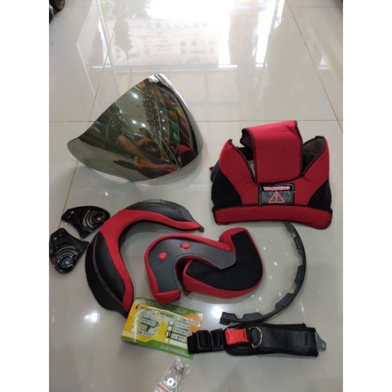 busa fulset helm KYT DJ maru kancing plastik + kancing besi + kaca