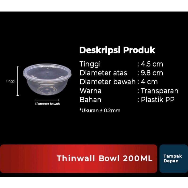 THINWALL 200ML BOWL ISI (500) 1DUS 1 DUS KARGO MURAH PAKET BESAR WADAH MAKAN TAHAN PANAS GULE BERKAT MANGKOK PLASTIK BENING PLASTIK