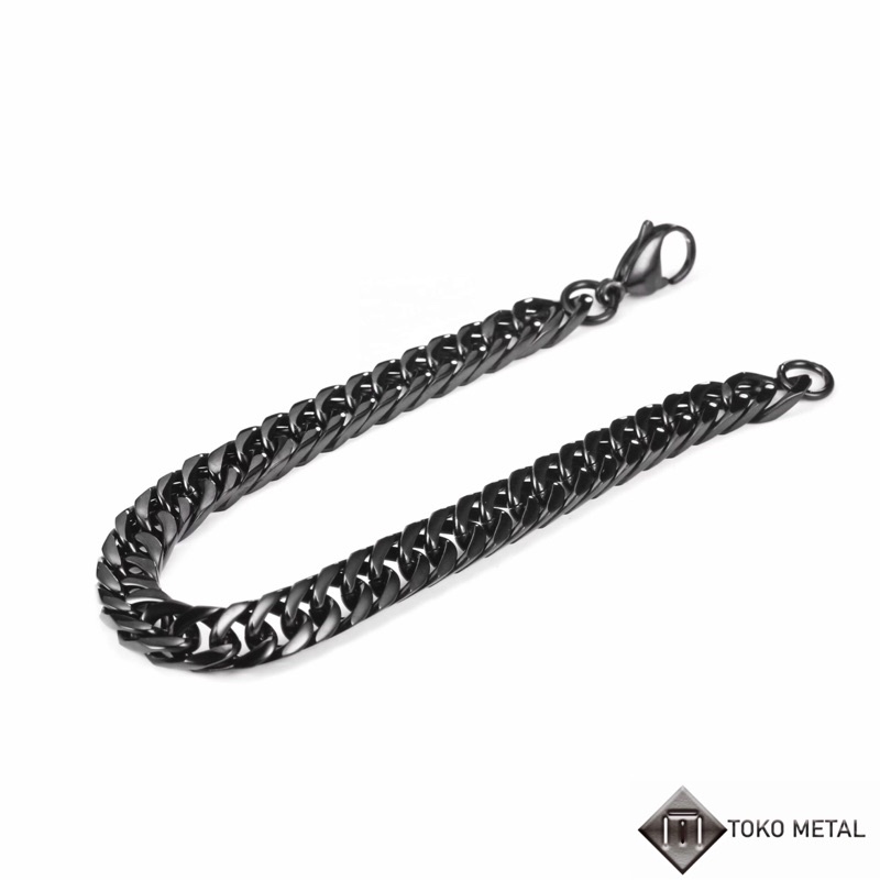 Gelang Titanium kualitas Tinggi Pria Model Rantai Black Gold Silver [ Toko Metal7 ]