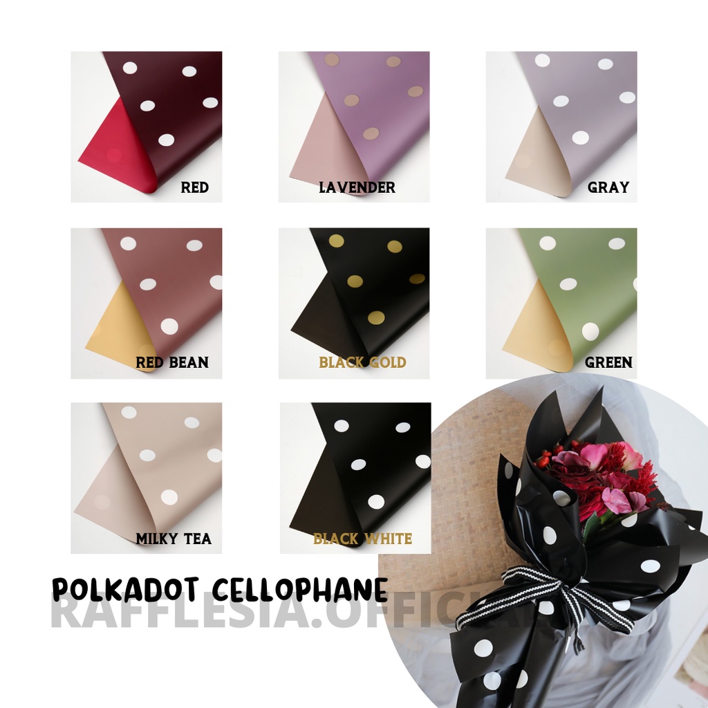 

[5 LEMBAR] FLOWER WRAPPING POLKADOT CELLOPHANE KERTAS BUKET PEMBUNGKUS BUNGA WATERPROOF