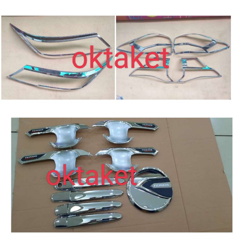 paket lengkap Garnish depan belakang Outer Handle Tank cover All new Rush Terios 2018-2022 chrome