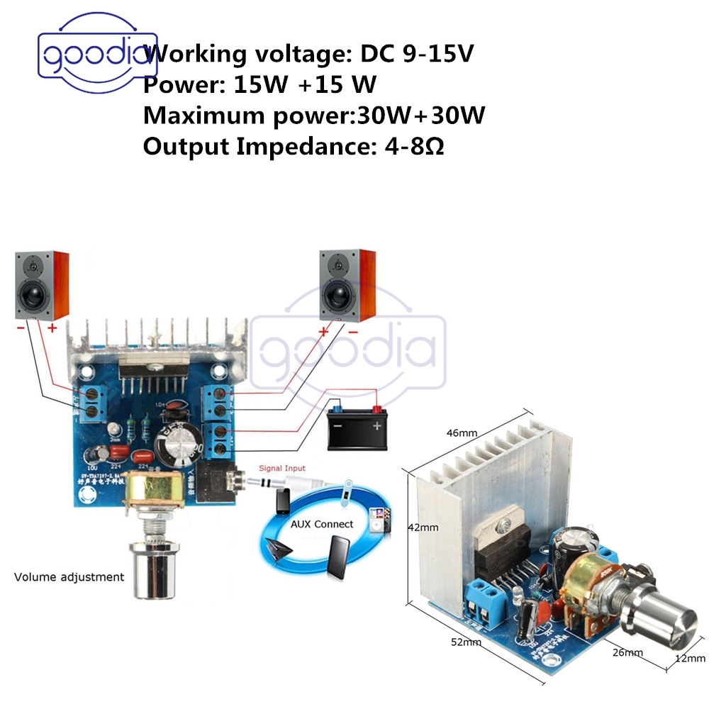 Modul Audio Amplifier Digital Dual Channel Ac/Dc 12v Tda7297 2x15w Diy