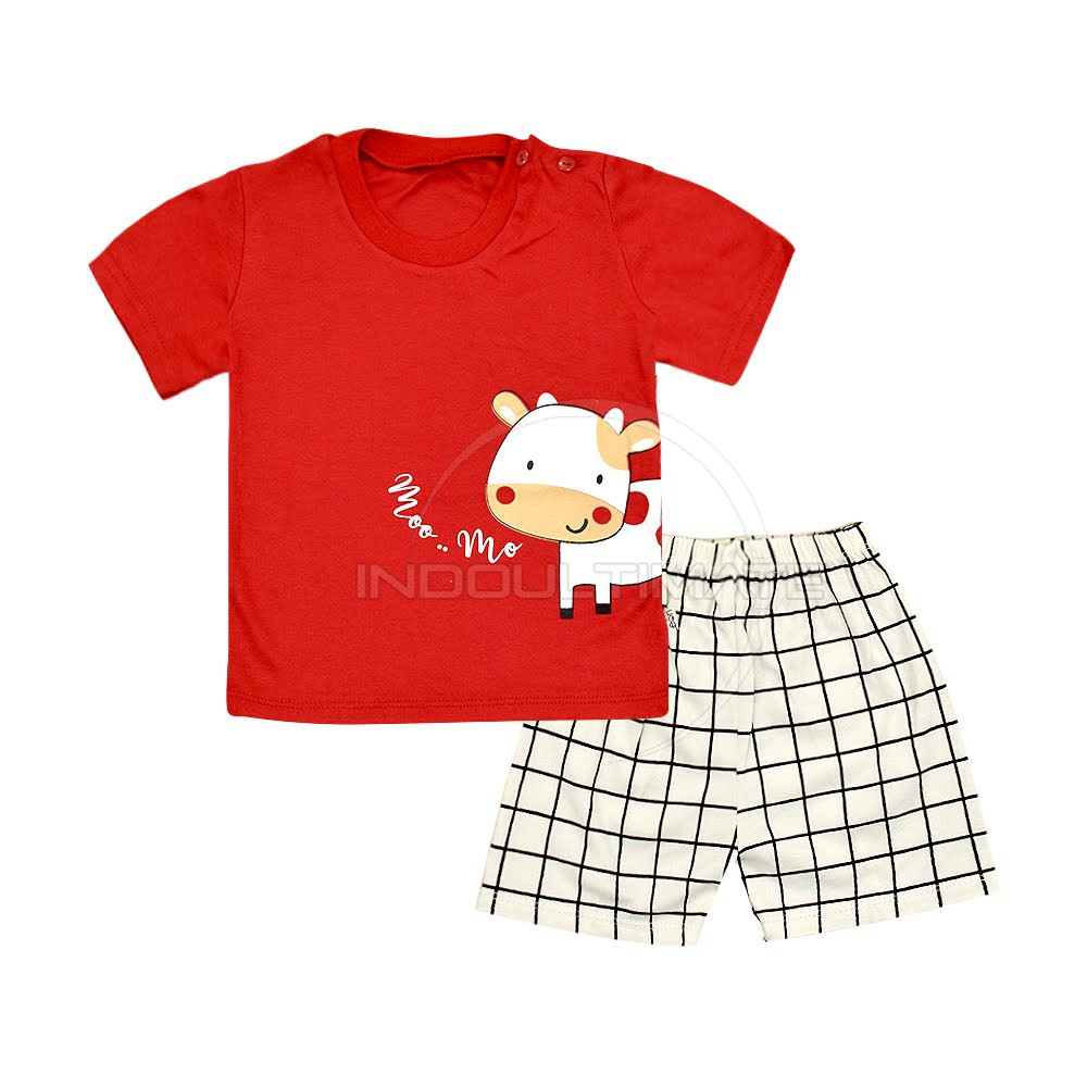 Setelan Baju Anak Lengan Pendek 1-3 Thn BABY LEON SBJ-GY01 Setelan Baju Bayi Laki-Laki Perempuan