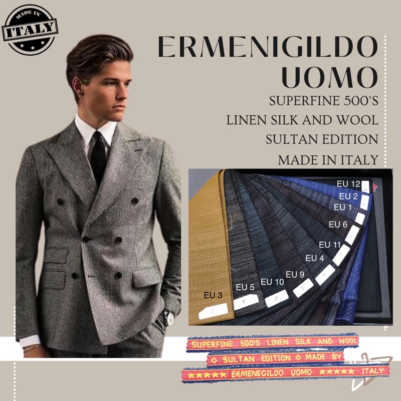 [EU] BAHAN KAIN JAS ERMENIGILDO UOMO 500'S / BAHAN KAIN JAS HITAM HALUS / SEMIWOOL JAS FORMAL/ BAHAN