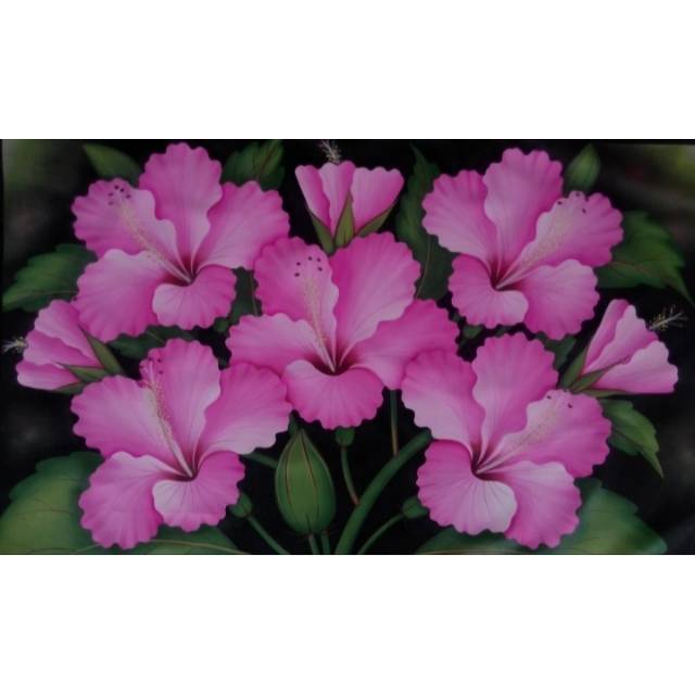 Lukisan bunga kembang sepatu | Lukisan bali | Lukisan indah