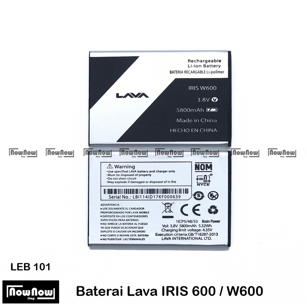 Baterai Lava Iris 600 W600 LEB101 Double Power Batre Batrai Battery HP Lafa LEB 101