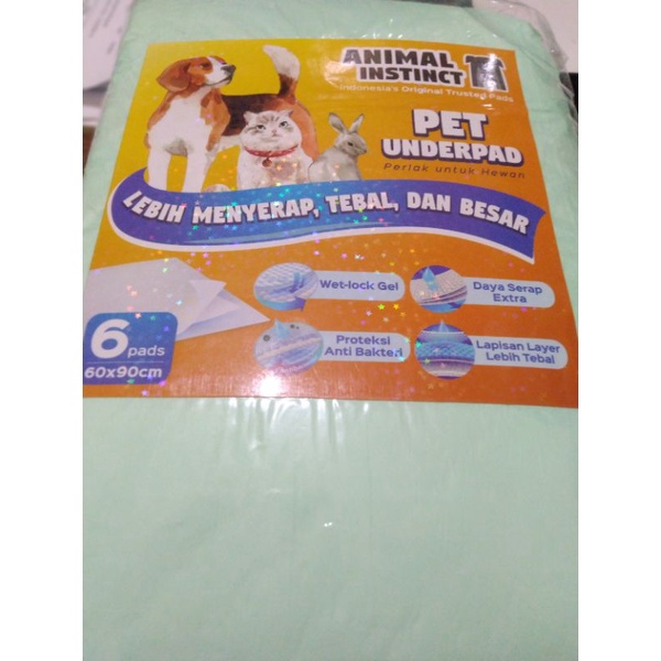 Underpad For Pet 60x90 cm - Alas Pipis Anjing Kucing - Perlak- Isi 6 pads