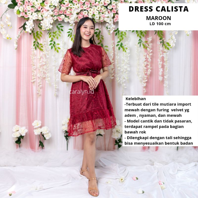 DRESS BRUKAT KONDANGAN WEDDING DRESS WANITA KOREA CALISTA