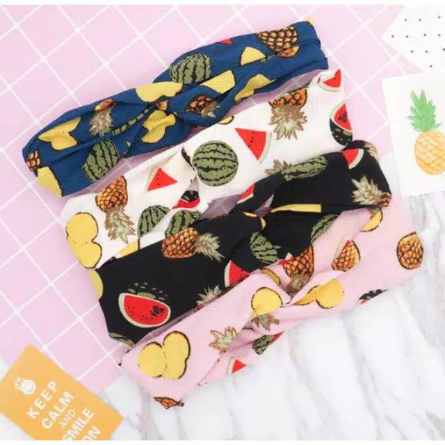 Bandana Korea Simpul Motif Buah Buahan Fruit HeadBand Korean Bando