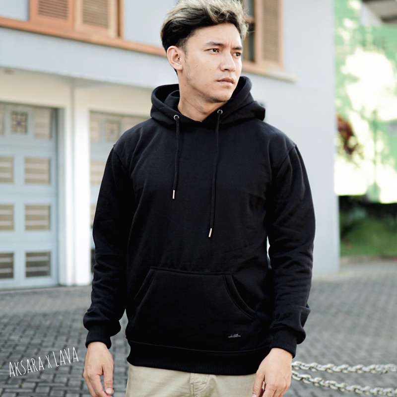 LAVA | Sweater Hoodie Polos Pria Original Premium TEBAL Hitam