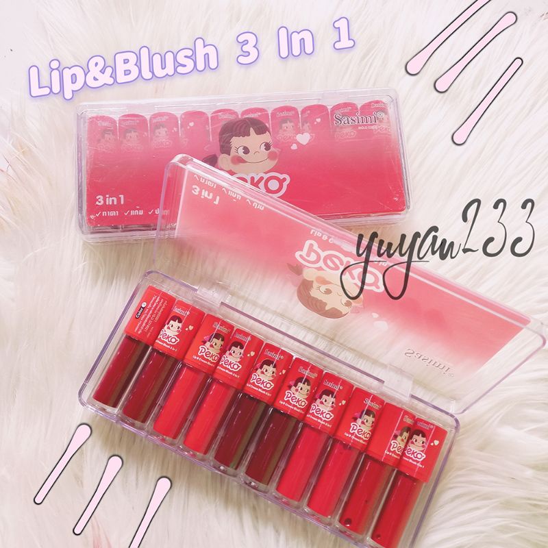 PROMO PERPACK!!!LIP CREAM&amp;BLUSH 3 IN 1 SASIMI PEKO S-12021