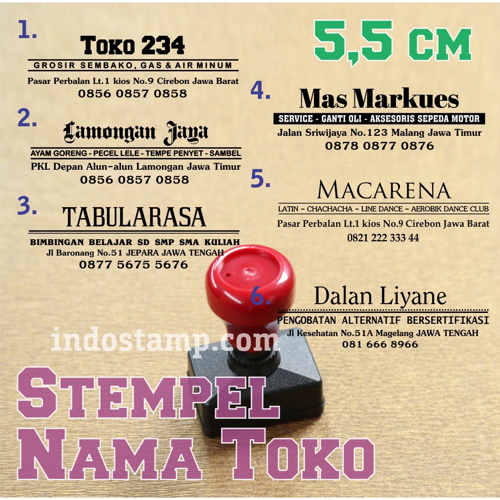 

stempel nama toko alamat nota kuitansi otomatis flash indostamp