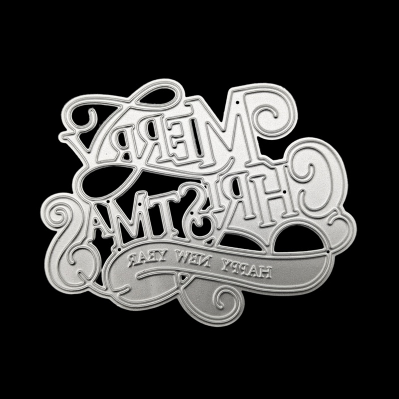 Zzz Cetakan Stensil Cutting Dies Motif Merry Christmas / Tahun Baru Untuk Scrapbook / Craft DIY