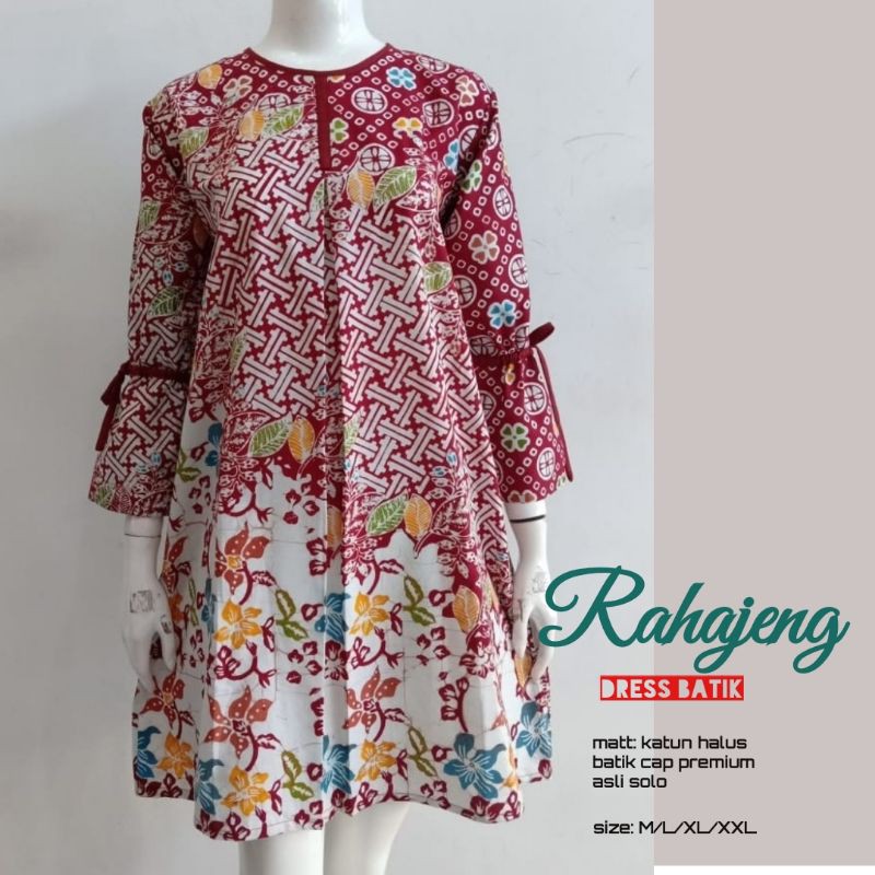 RAHAJENG TUNIK BATIK CAP COLET PREMIUM | DRESS BATIK CAP ASLI