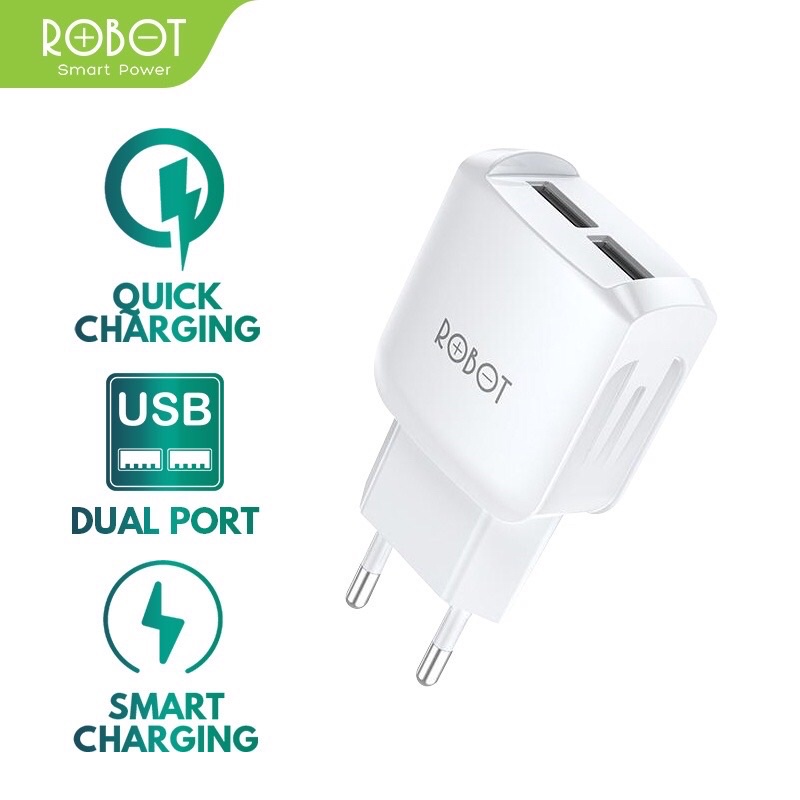 Robot Charger RT-K6 2.4A Dual Output Original ( per 1 pcs ) - Garansi 1 Tahun