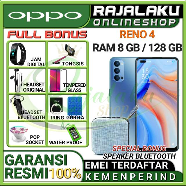 OP   PO RENO 4 RAM 8 ROM 128GB GARANSI RESMI OPPO | Shopee