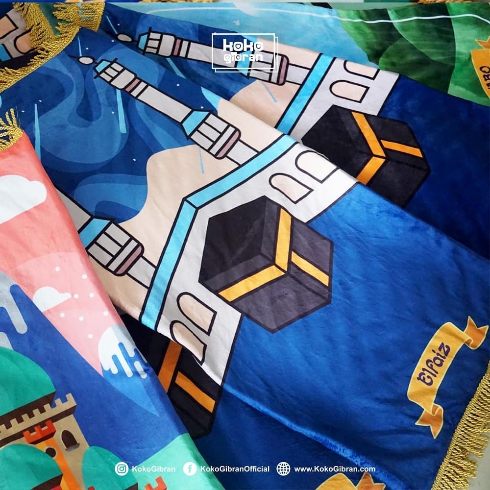 FREE POUCH Sejadah Custom Nama - Sejadah Laki Laki - Sejadah Printing - Sajadah Nama Anak - Sajadah Koko Gibran - Sejadah Nama - Perlengkapan Shalat Sajadah Anak Karakter - Sajadah Anak-3