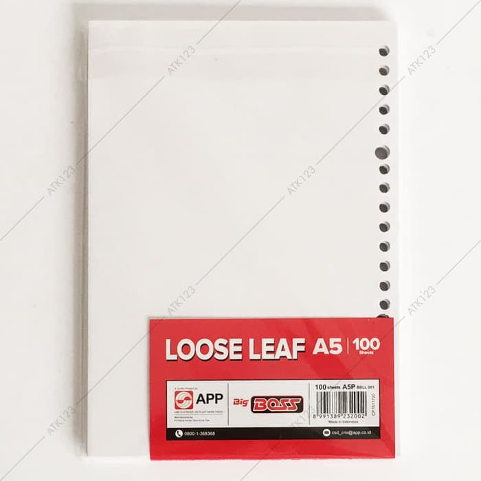 

Stok Ready Loose Leaf Big Boss A5 20 Holes Polos isi 100 Lembar Diskon