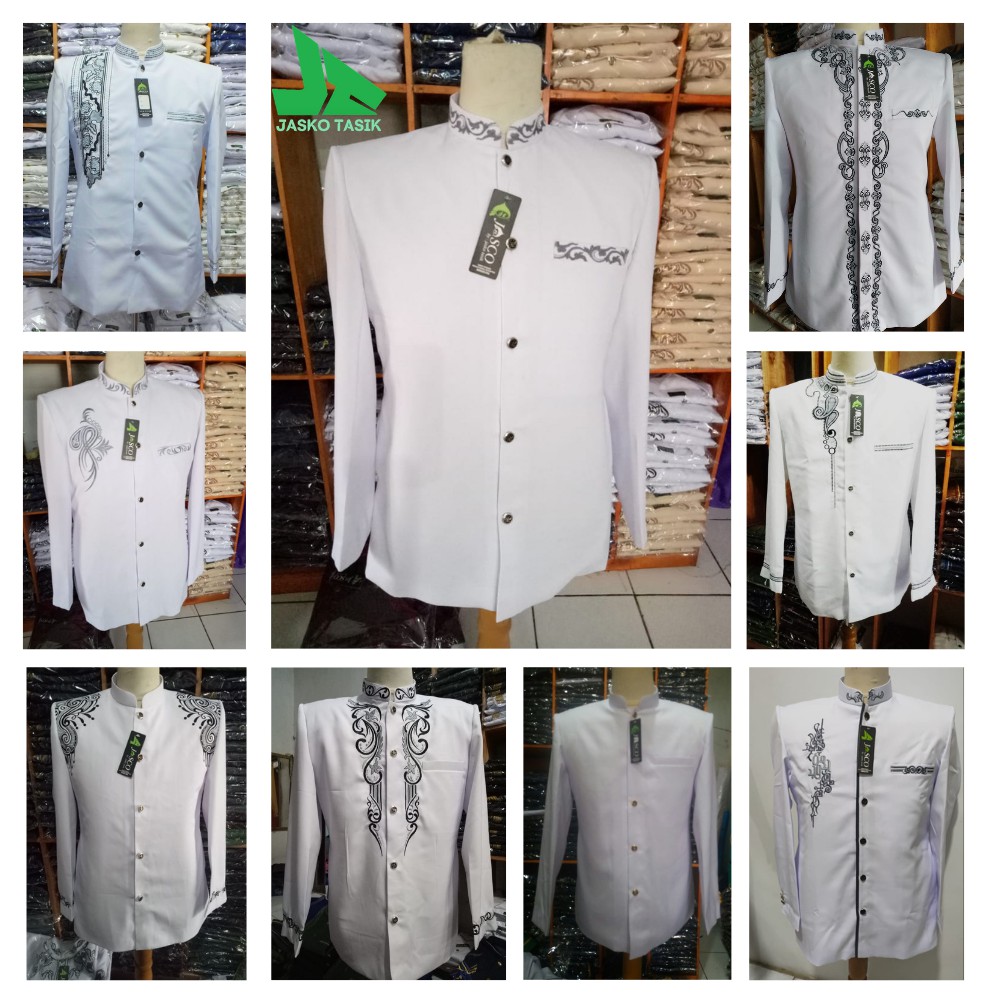Jasko Putih Wool Jasco Tasik Terbaru Bordir dan Polos