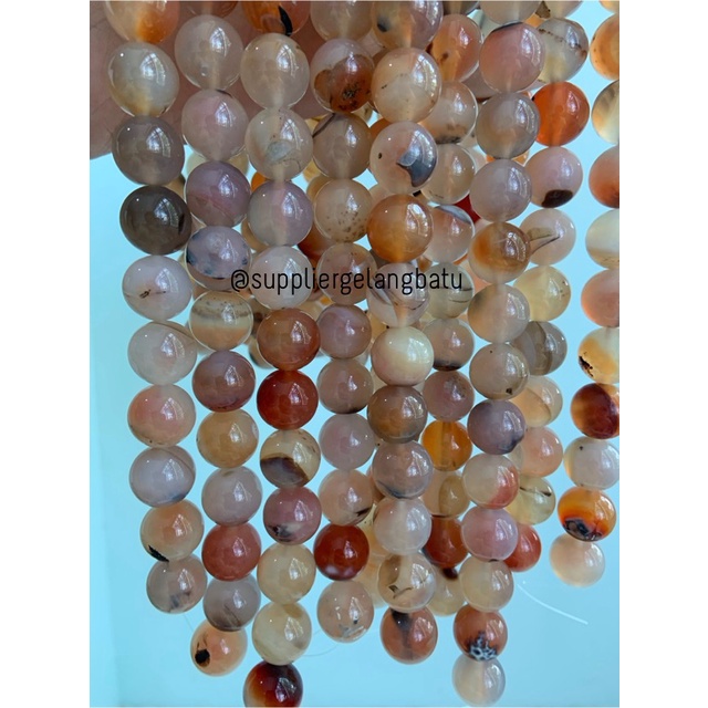 carnelian putih orange 14mm Stone batu healing untuk gelang kalung