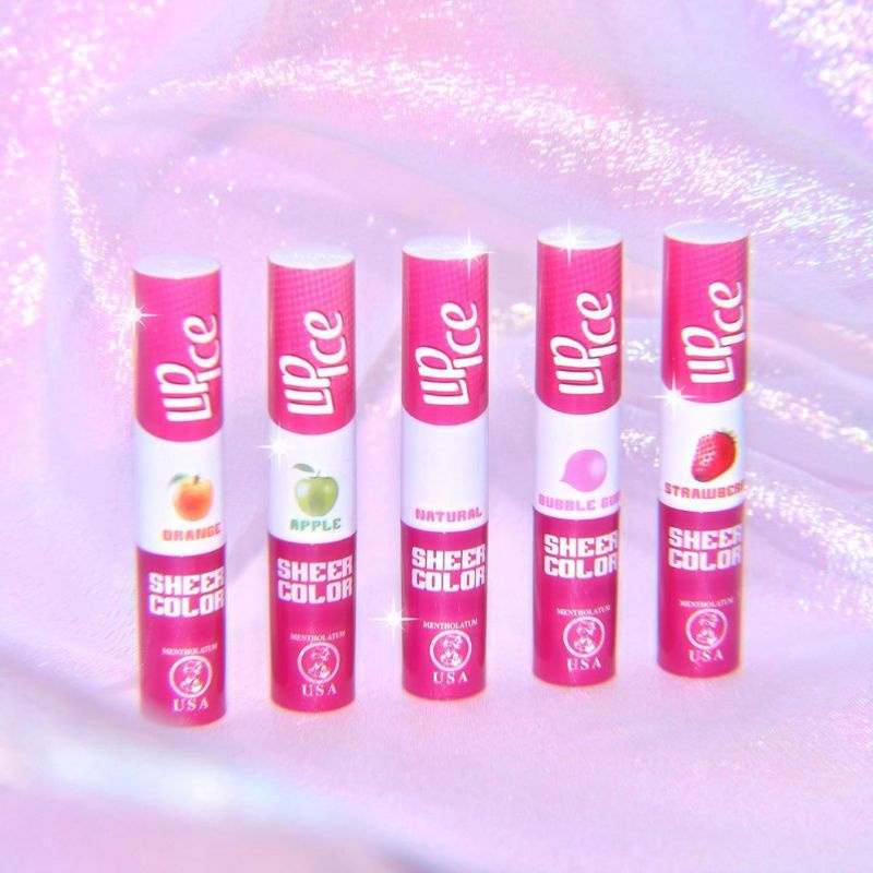 LIP ICE Sheer Colour 2,2 gr | Lip Balm Strawberry | Natural | Apple | Bubble Gum | Orange | Matcha Butter Chocolate Reguler Fruity Lipbalm | BEESWAX Pelembab Bibir