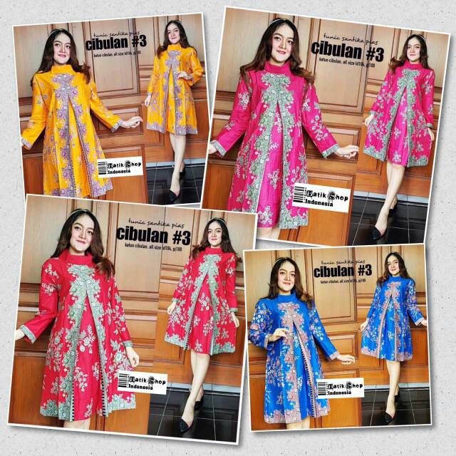 Tunik Santika Pias Cibulan #3 Batik Solo Modern Tunic Kondangan Muslim Baju Kerja Kantoran Seragaman