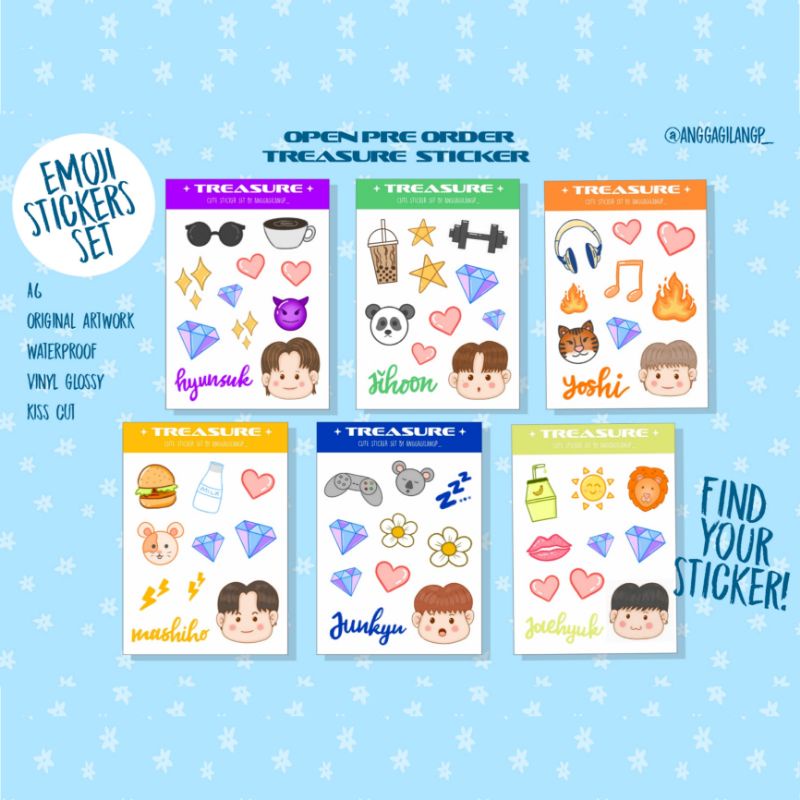 

Sticker set TREASURE, stiker deco member TREASURE, stiker kpop deco
