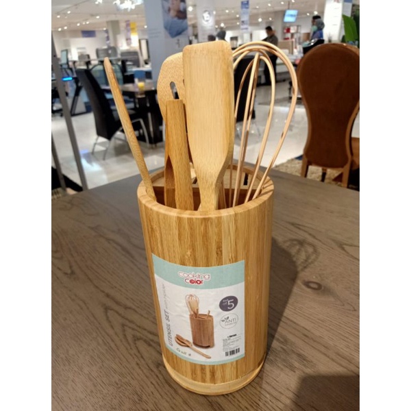(ready)utensil set informa/NARA CHIROU SUTIL SET BAMBOO COOKING COLOR / ALAT MASAK KAYU / SUTIL BAMB