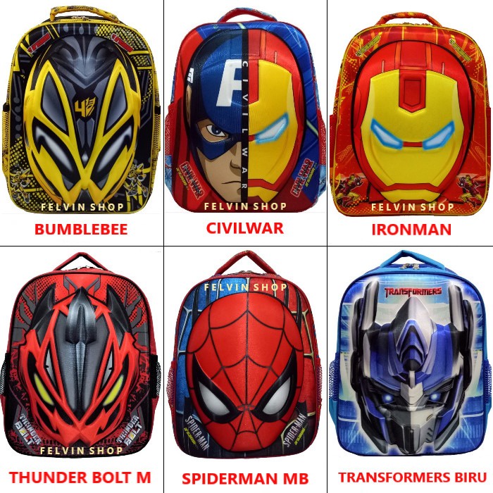 TAS PRIA RANSEL Anak Laki Laki Sekolah SD 3D Gambar Timbul PAUD TK I1Q5 TUMI Backpack Chrome 04 Lapt