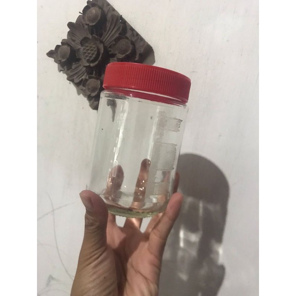 Toples Kaca botol kaca kecil bekas ukuran diameter 6 cm tinggi 11