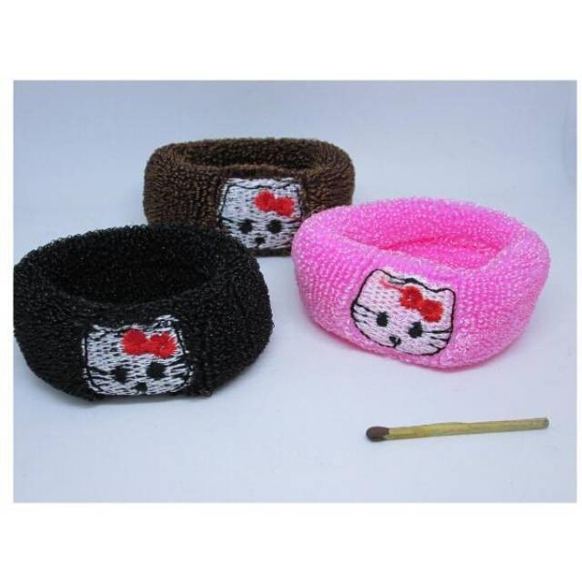 grosir  Ikat rambut donat bordir/Hello kitty love/isi 12 pcs