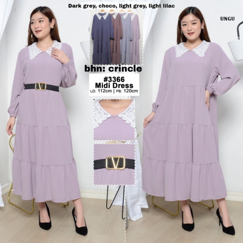 KOREAN MIDI DRESS RENDA CRINCLE  3366