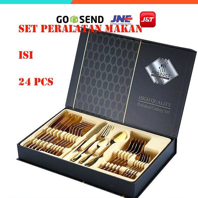 GS8 Set Perlengkapan Makan Sendok Garpu Pisau 24PCS Stainless Steel Royal Cutlery TW824