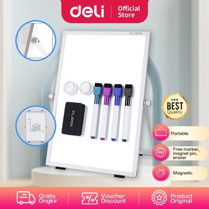 Deli Vusign Standing White Board / Papan Tulis Berdiri Portable VS023A