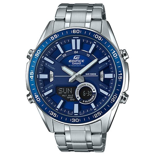 CASIO EDIFICE EFV-C100D-2AVDF JAM TANGAN PRIA ORIGINAL MEN BLUE DUAL STAINLEES STEEL