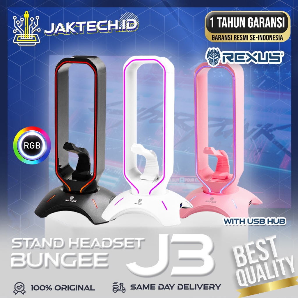 Rexus J3 Bungee Headset Stand Gaming RGB Led with USB Hub Original