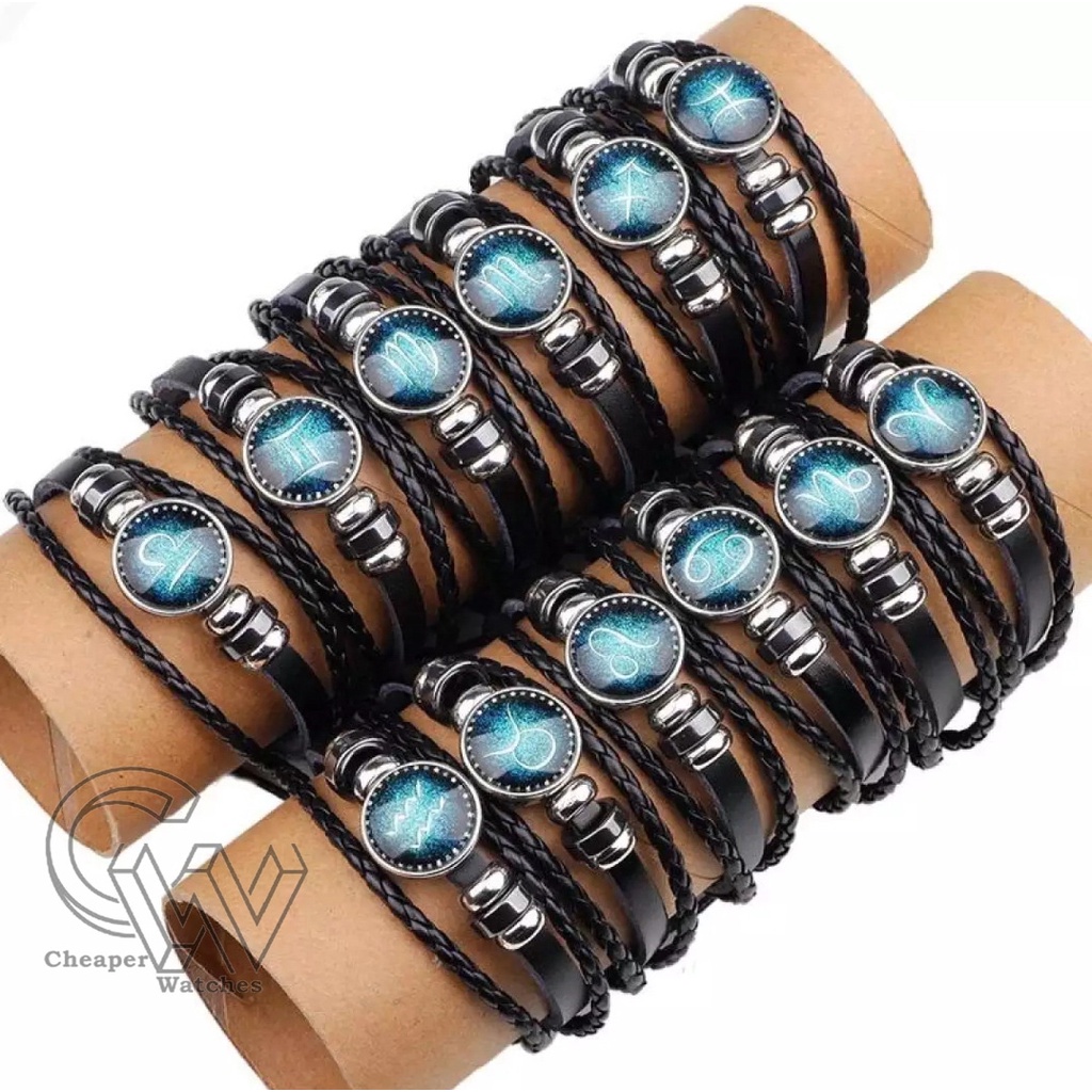 Cheaper-Gelang Zodiak Glow In The Dark Gelang Kulit Tangan Couple Unisex Cowok Cewek Fashion Korea Termurah