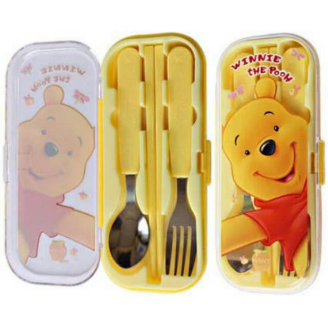 Sendok set anak karakter winnie the pooh sendok garpu sumpit winnie the pooh