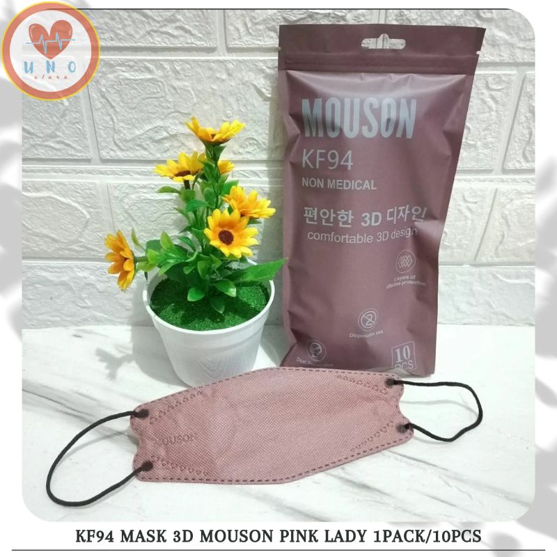 KF94 FACE MASK 3D DESIGN MOUSON LADY PINK TALI HITAM 1PACK ISI 10PCS | ADA EMBOS MOUSON
