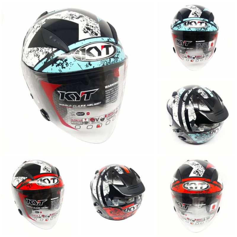 Helm Half Face | Double Visor | Kaca Flat Visor | Kyt Galaxy Slide FLAT R  Motif